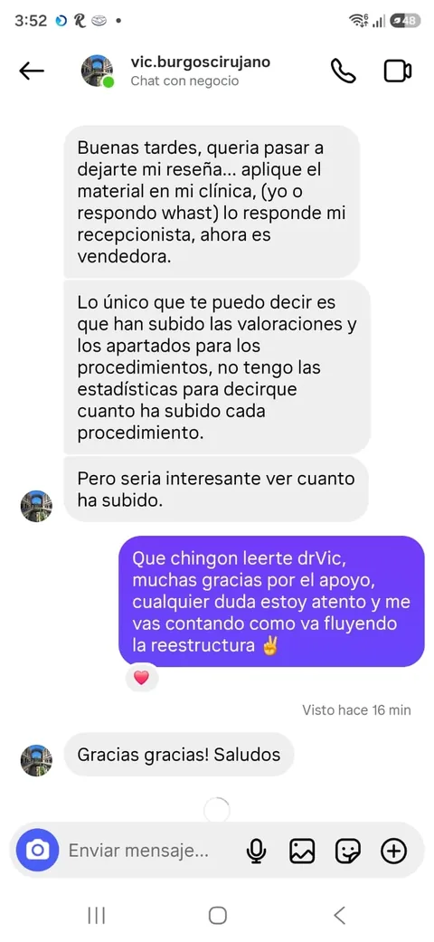 Testimonio de clínica estética