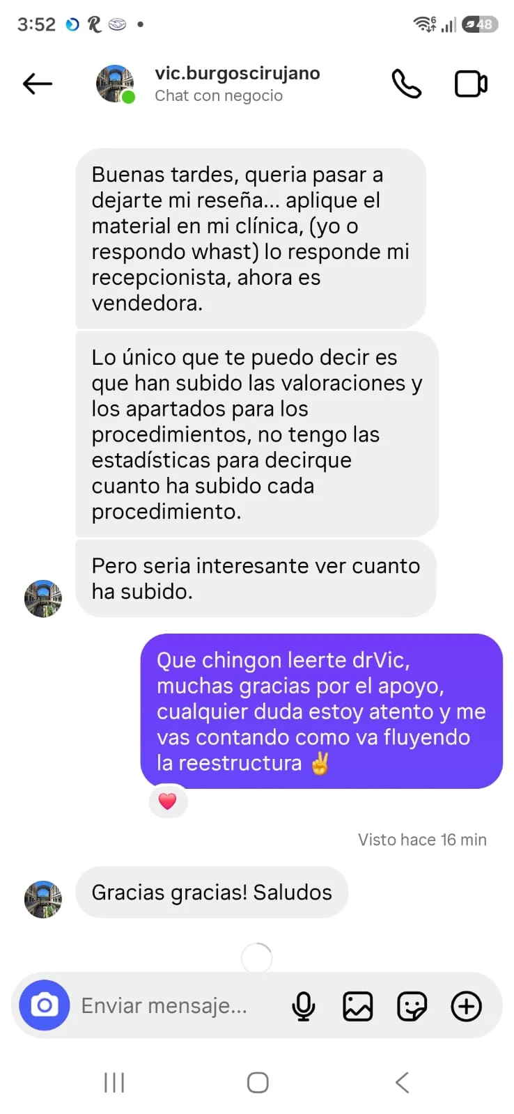 Testimonio de clínica estética
