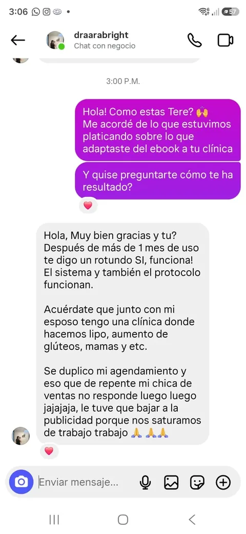 Testimonio de clínica de procedimientos corporales
